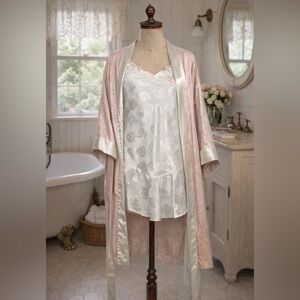 Vintage 1990's Victoria Secret Floral Slip & Robe Set